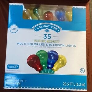 Holiday Time 35 Super Bright Multi-Color LED D40 Edison Lights New